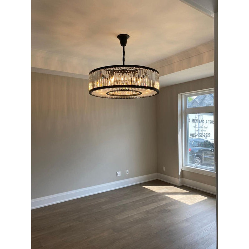 Lustre tambour 14 lumières à intensité variable Connerton, H 22 po x l 36 po x P 36 po