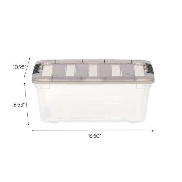IRIS 14.5 Gal. Snap Top Plastic Storage Box in Clear with Gray Lid