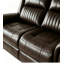 Causeuse inclinable manuelle entièrement assemblée, canapé inclinable rembourré brun avec table rabattable et 2 porte-gobelets-1701617049
