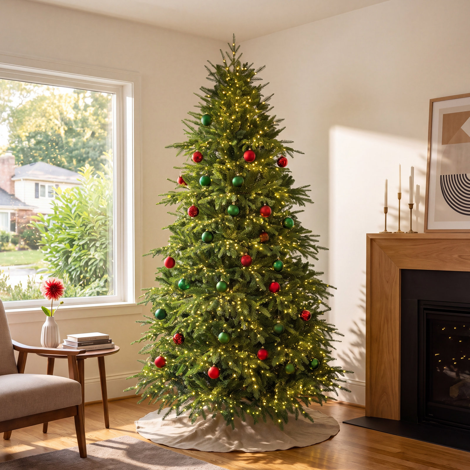 Pre-Lit Spruce Christmas Tree, 7.5' H
