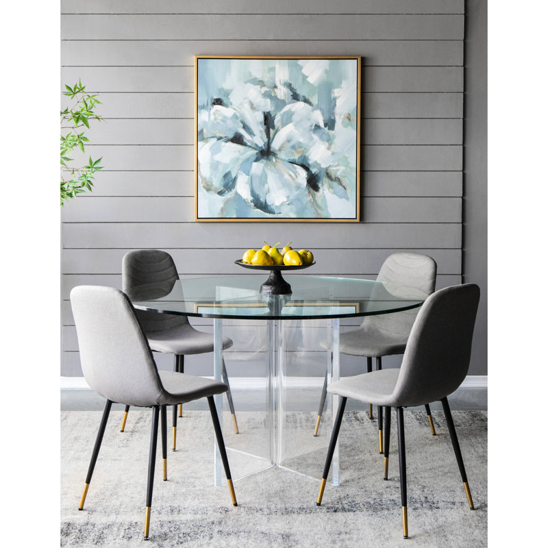 39,5 po x cadre carré en or moderne, peinture à l'huile sur fleur, élément abstrait gris-bleu, tendeur sur châssis en bois, 40% art sur toile et photo,