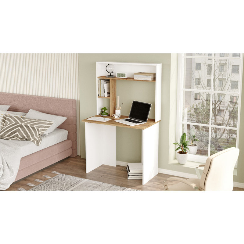 Bureau échelle avec huche Beddingfield, Naturel / blanc
