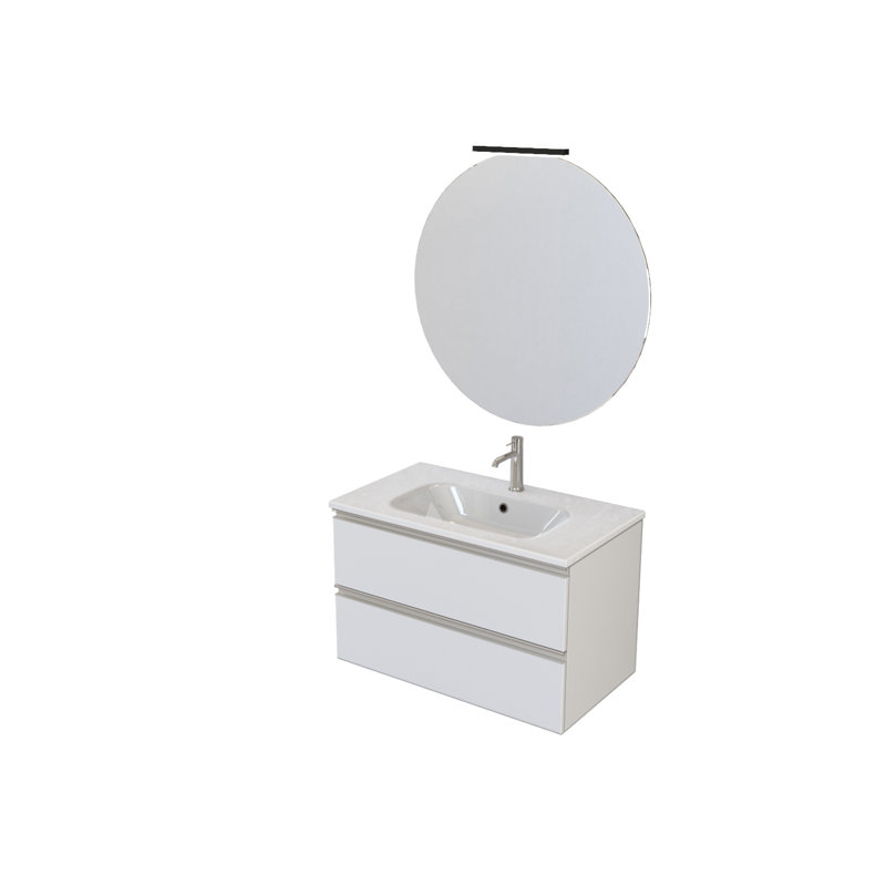 Abigeal Single Vanity with Integrated Basin, White