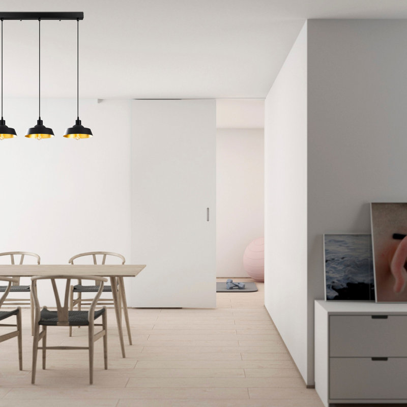 Elegant Industrial Chandelier, Black Metal Body, Adjustable Height 42.1 x 8.7 inches | Cap Diameter: 8.7 inches, Height: 4.3 inches | 3 x E27 Max 40W | Perfect for Scandinavian & Modern Décor, IP20 Rated
