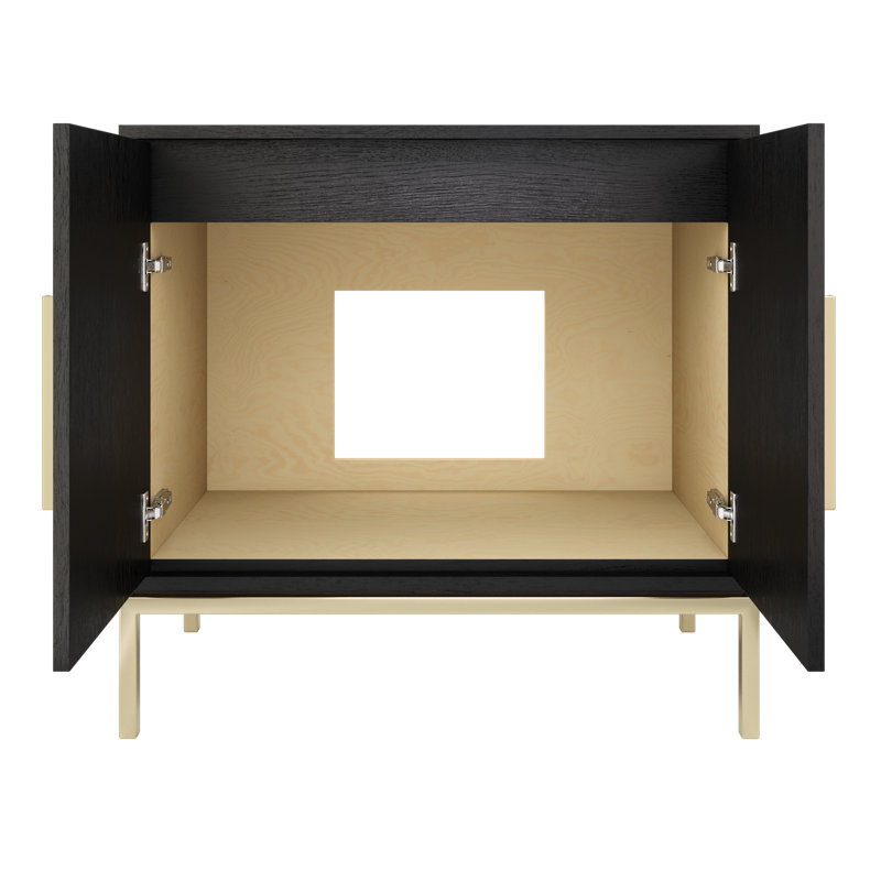 Rift White Oak Single Bath Vanity, Classic Black, Satin Gold, 36"