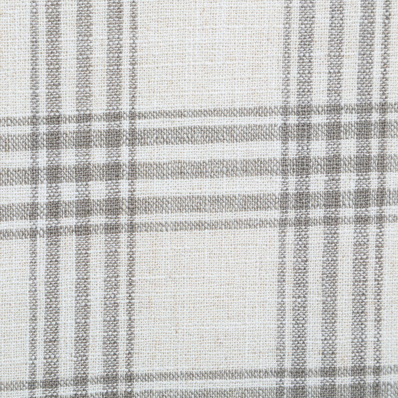 Anges Upholstered Barrel Chair with Ottoman, Gray Plaid Polyester