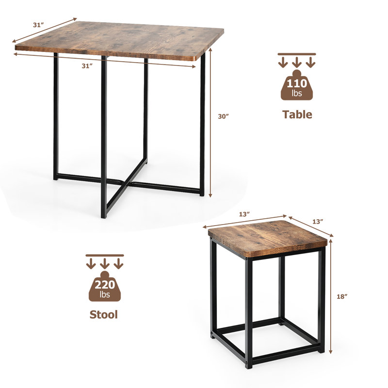 Felício 4 - Person Dining Set, Brown, Black, Black/Brown