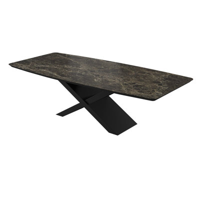 Glass Top Metal Base Dining Table