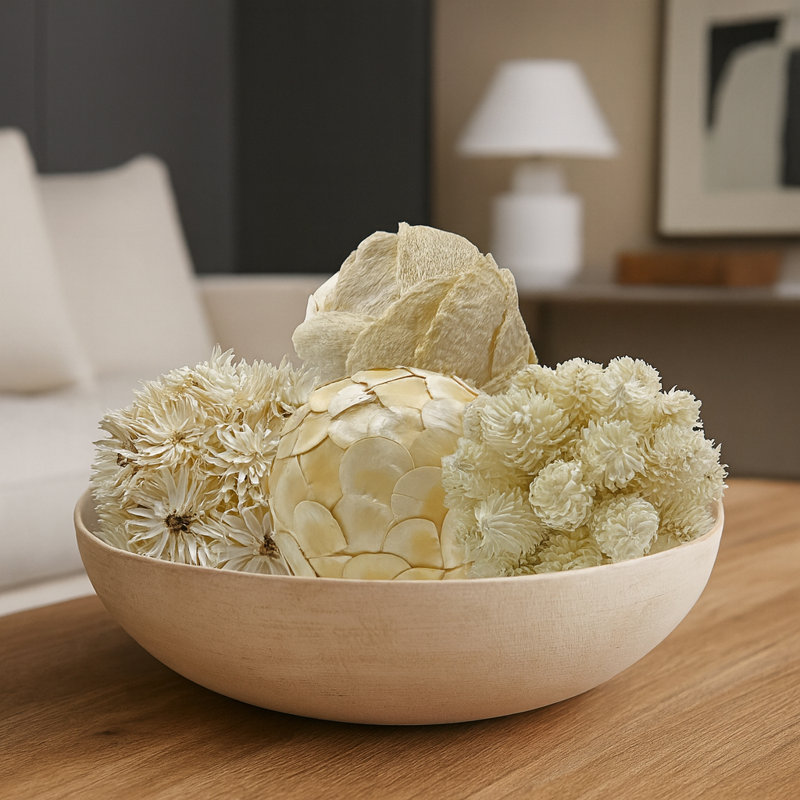 Jayceon Box of 4 Preserved Decorative Pinecone Orbs – Matte White