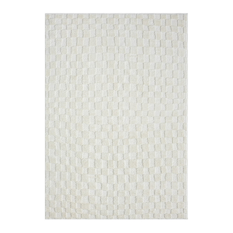 Luxurious Woven Carpet, Cream Color, 4.6 x 6.6 Feet | 100% Polyester, 1.0 in Pile Height, 1750 g/m² | Durable Jute Sole, Vacuum Cleaner Safe | Elegant Addition for Living Room & Bedroom Décor