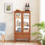Vitrine lumineuse en verre chêne clair | Tablettes réglables et tiroir de rangement
