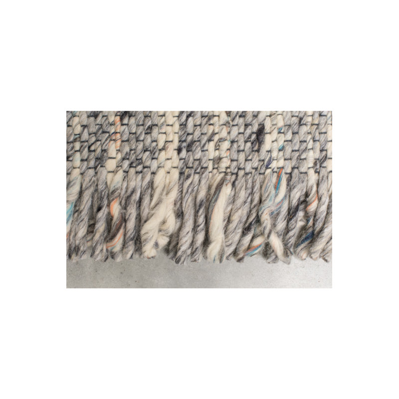 Frills Wool Striped Area Rug in Blue/Gray
