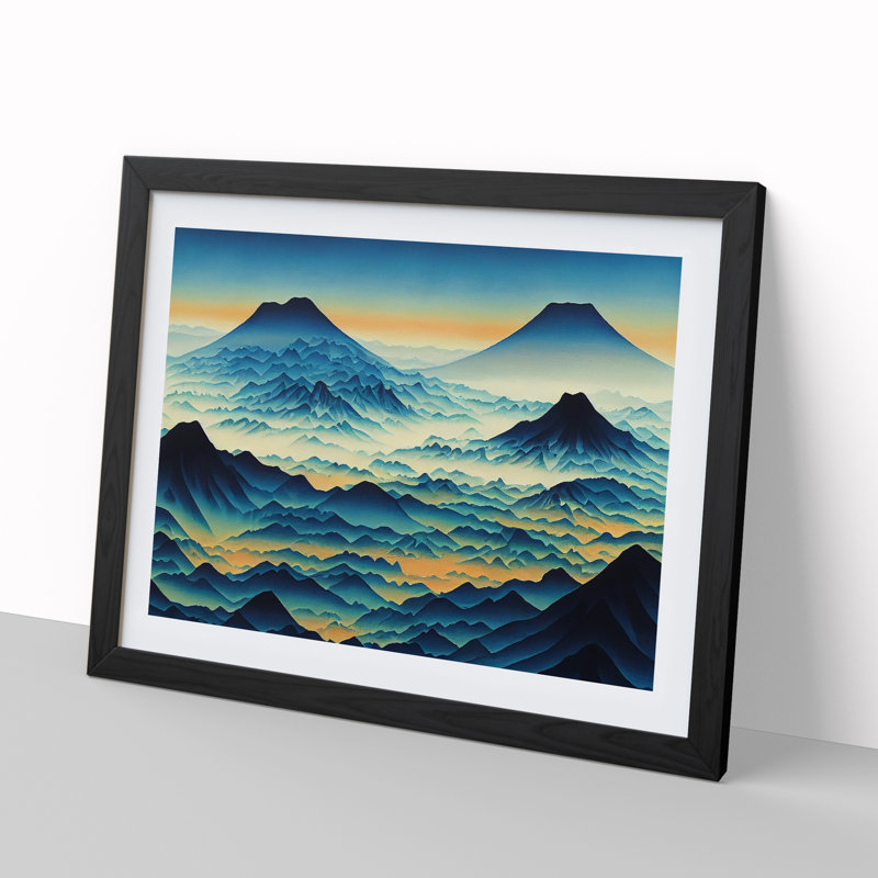 XH1022-6641X Japanese Mountains Vol.5 1 Piece Single Picture Frame Painting, 34cm H x 46cm W x 2cm D, Black