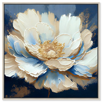 Plenitude Navy Canvas Light Colors Flower Art Prints by Art Remedy