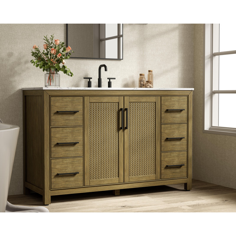 Meuble-lavabo simple 54 po, Chêne noisette