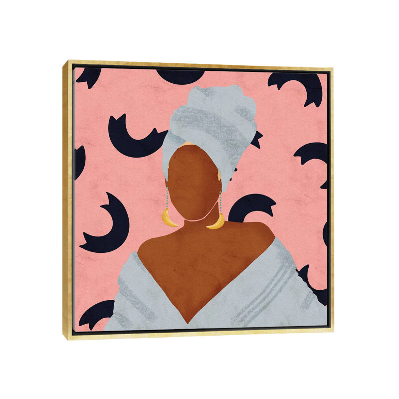 Keisha par Reyna Noriega - reproduction imprimée, H 37 po x l 37 po x P 1,5 po, Pas de tapis, Toile encadrée d'or