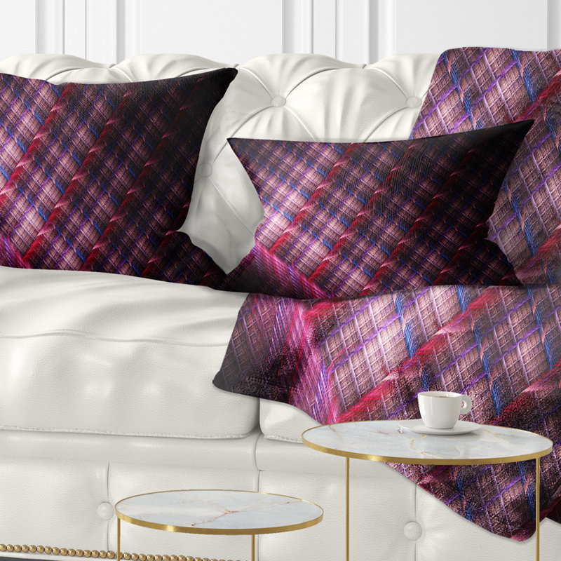 Coussin décoratif à imprimé abstrait en métal foncé rose foncé