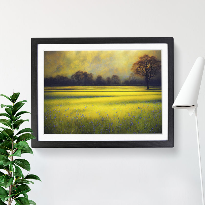 Luscious Bluebell Field - Single Picture Frame Print, Black, 46cm H x 64cm W