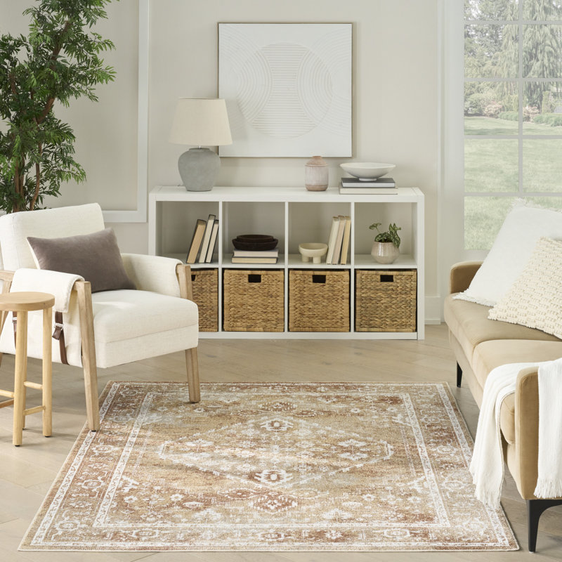 Tapis multicolore lavable à la machine Bungalow Rose Newfields, Rectangle 5 pi 3 po x 7 pi