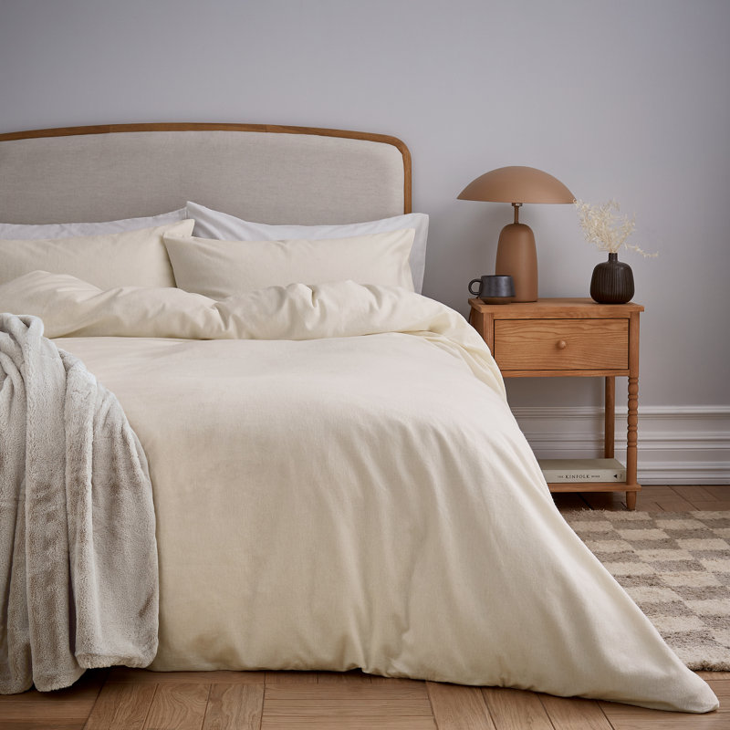 Brushed Cotton Duvet Cover Set, Ivory, Single Duvet Cover + 1 Pillowcase
