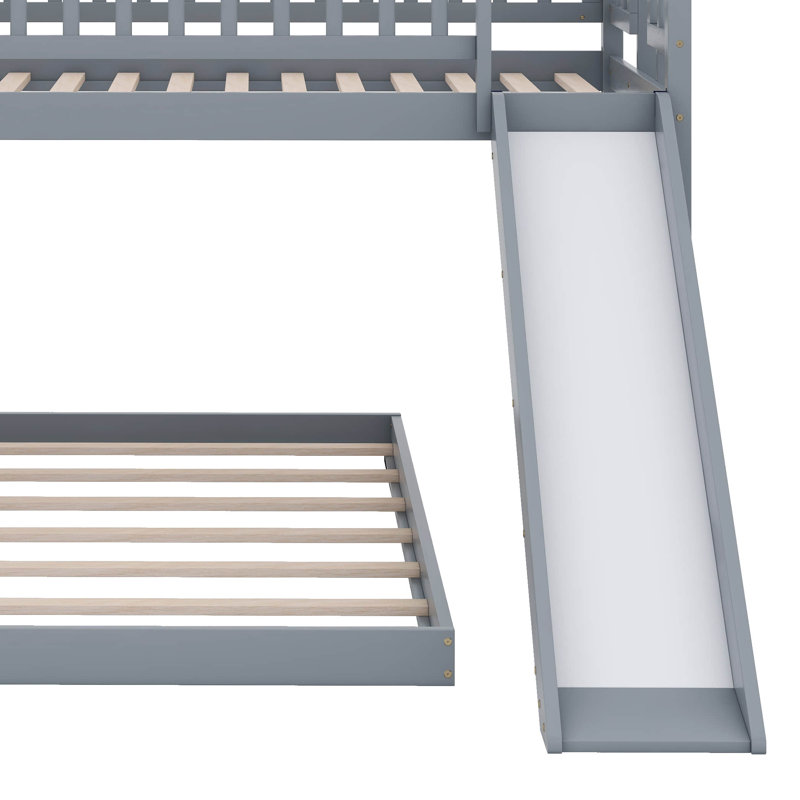 Perrie Kids Twin Over Full Bunk Bed, Gray