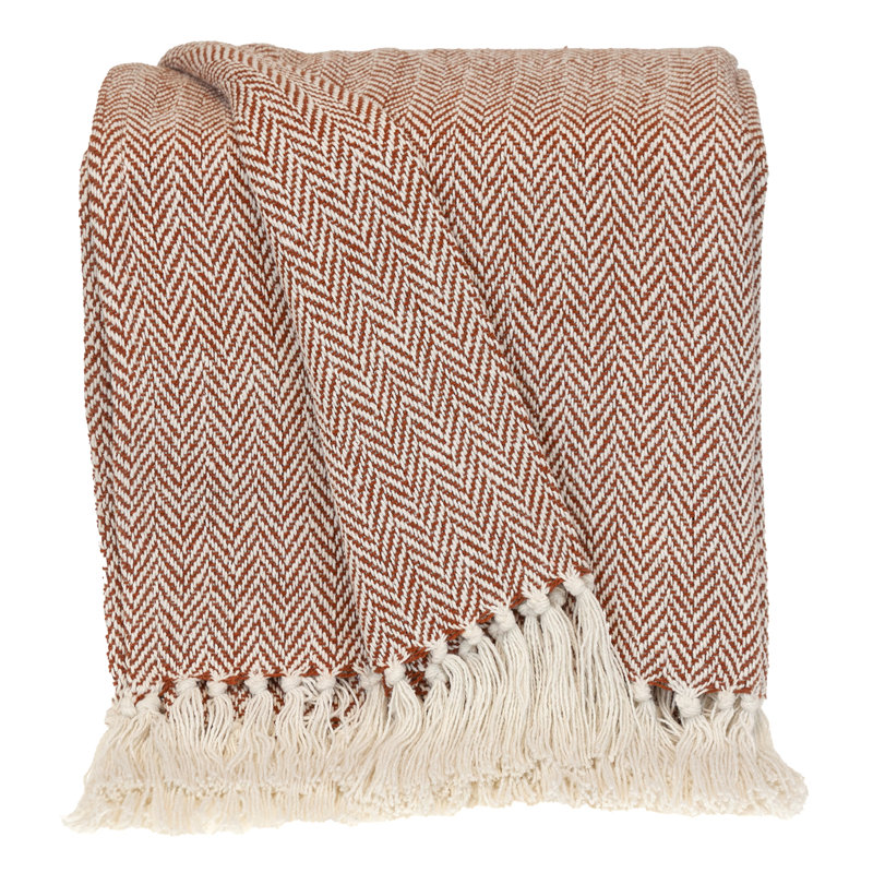 Hand Woven Throw Blanket, Rust
