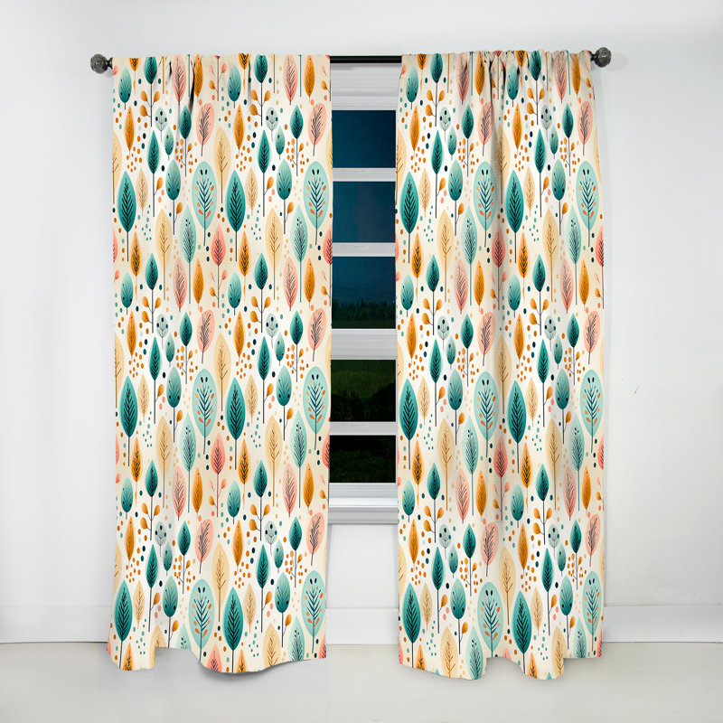 Motif de forêt pastel aux couleurs pastel III - Rideau floral - Rideau floral obscurcissant - 1 panneau, L 52 po x L 90 po