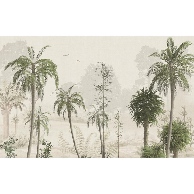 Palmier sur fond clair, scène tropicale, L 120 po x l 192 po