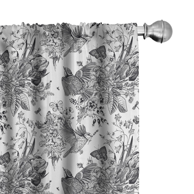 Floral Semi-Sheer Rod Pocket Curtain Panels, 28" x 63"