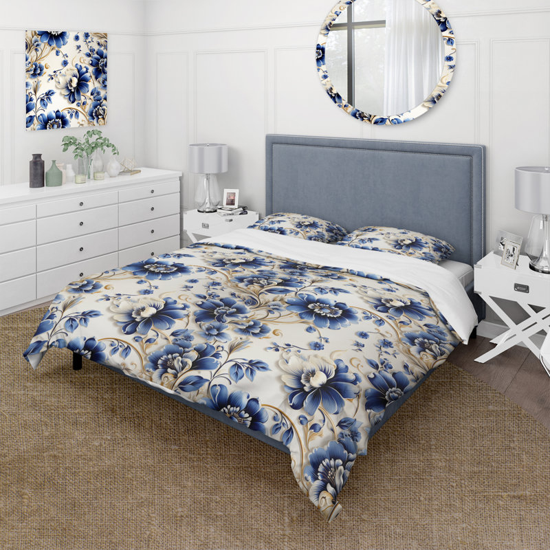 Ensemble de housse de couette Cobalt, Housse de couette pour grand lit et 2 taies décor
