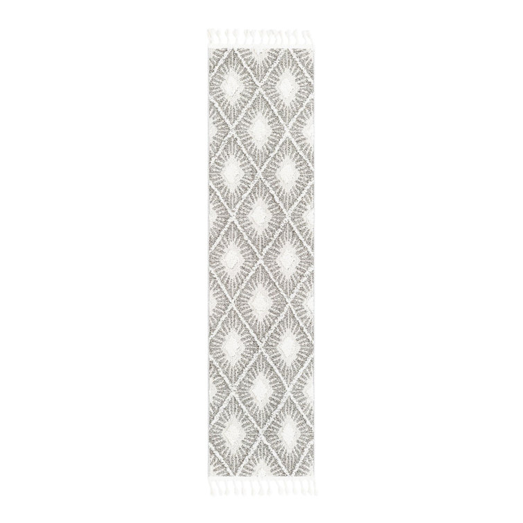 Tapis gris / ivoire en polyester tissé à la machine Jojean