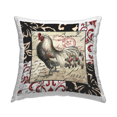 Poule avec coussin décoratif imprimé rétro Cursive Design par Sasha