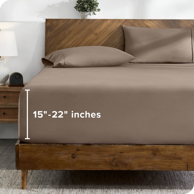 Extra Deep Microfiber Fitted Sheet, Taupe, Queen Fitted Sheet