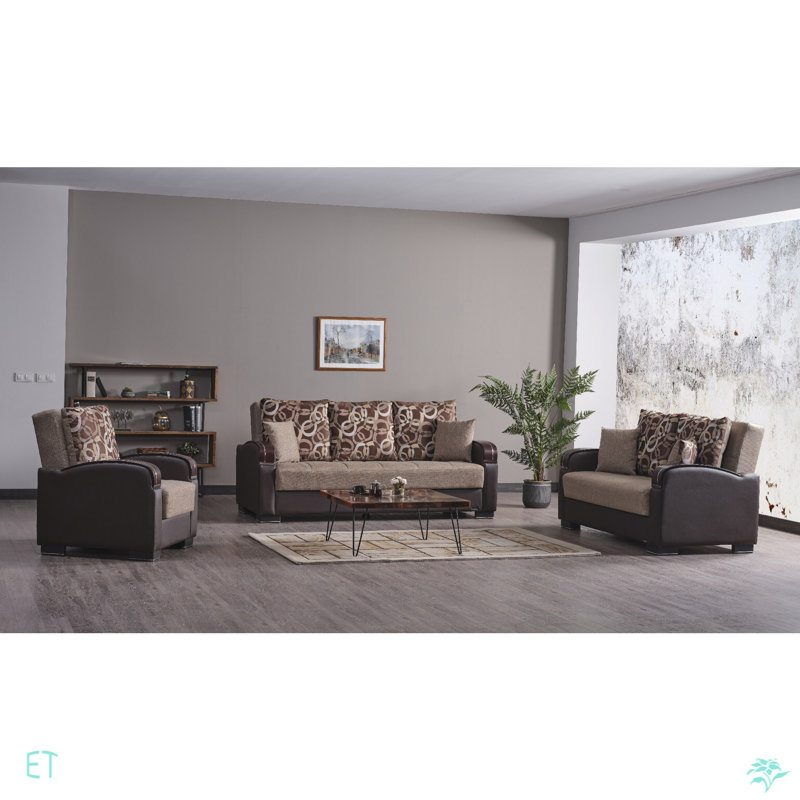 Causeuse convertible avec rangement Primenest, Polyester brun
