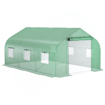 Outsunny 11.5' x 10' x 7' Walk-in Greenhouse, Tunnel Green House with Zippered Mesh Door and 6 Mesh Windows, Gardening Plant Hot House with Galvanized Steel Frame