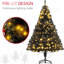 Arbre de Noël noir de 6 pi, 250 lumières blanc chaud, 1000 extrémités de branches, base de qualité de 6 pieds de haut avec