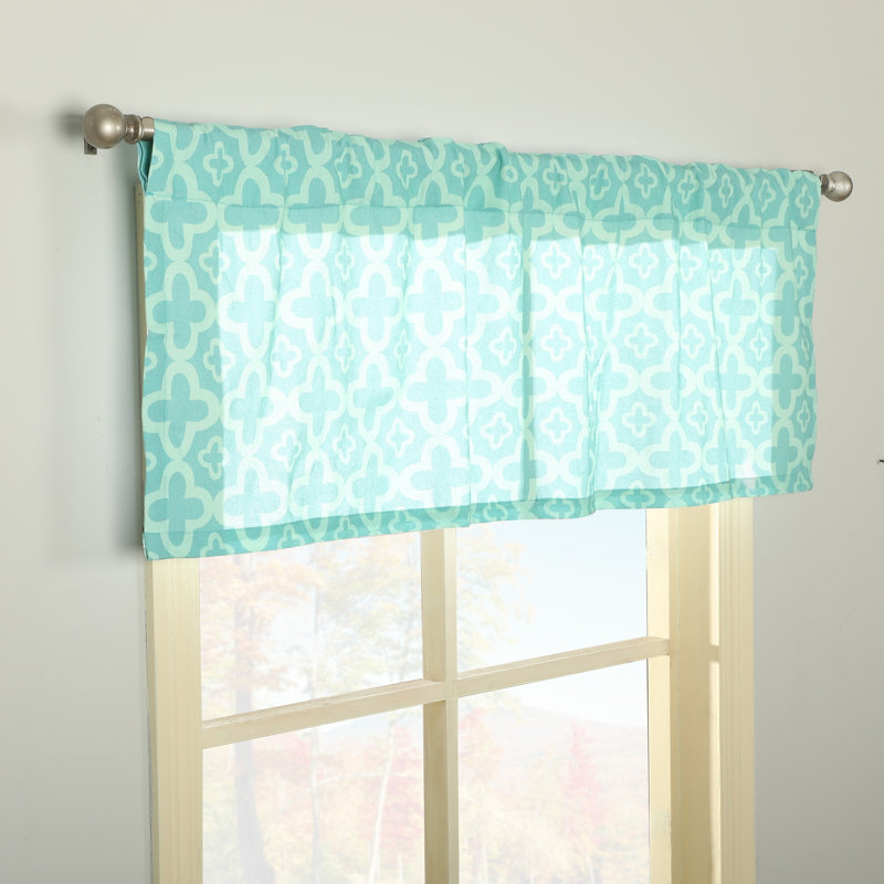 Gasquet Geometric Tailored Window Valance, Turquois