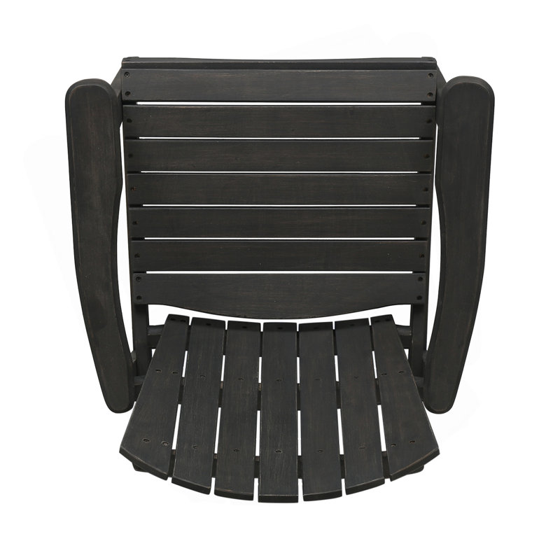Outdoor Weather Resistant Acacia Wood Adirondack Dining Chairs (Set Of 2), Dark Gray