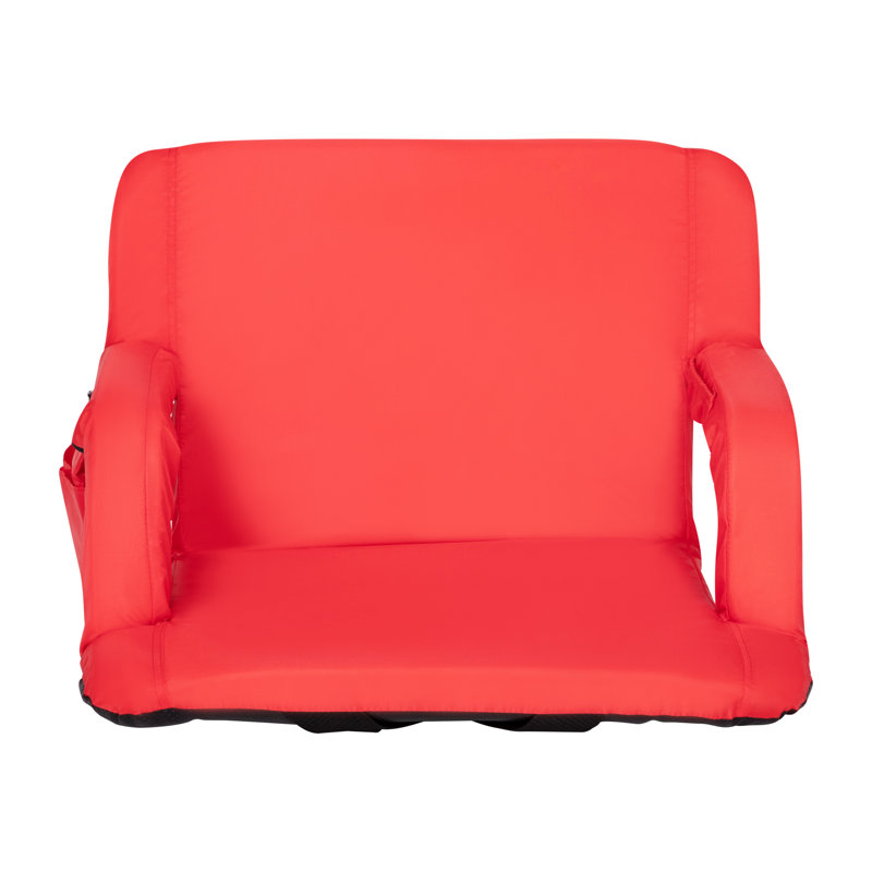 Extra Wide Lightweight Reclining Stadium Chair with Padded Back & Seat and Backpack Straps, Red