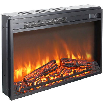 26" Electric Fireplace Insert: Ultra Thin Heater With Log & Realistic Flame, Remote Control, Timer, Overheating Protection, 1400W Heat, 5000 /H, Versatile Installation 26 Inch - Control 50000 Hours