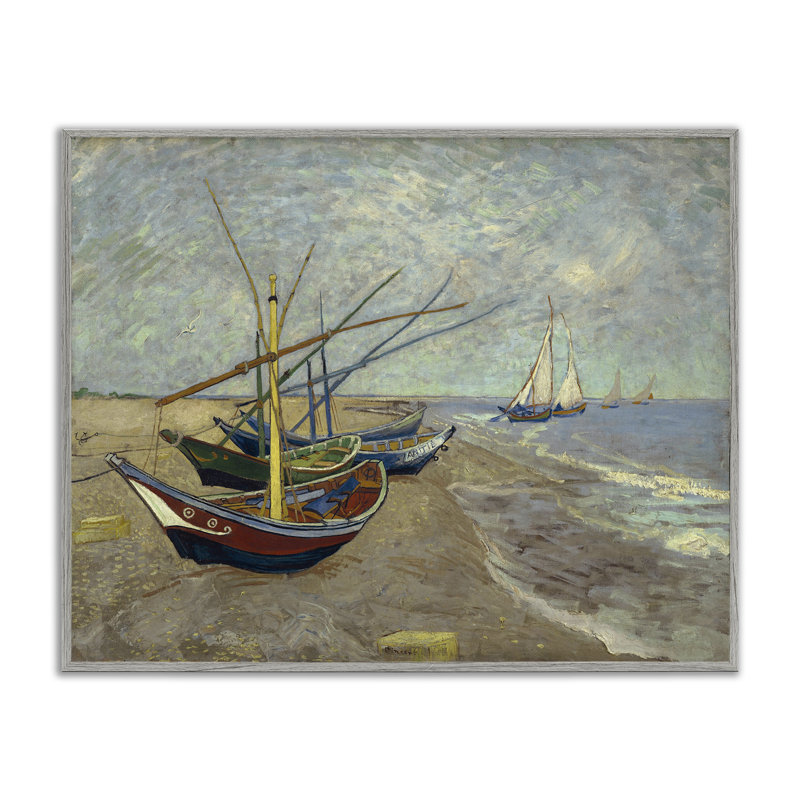 Art classique de bateaux de pêche classiques sur la plage par one1000paintings, Estampe numérique Farmhouse