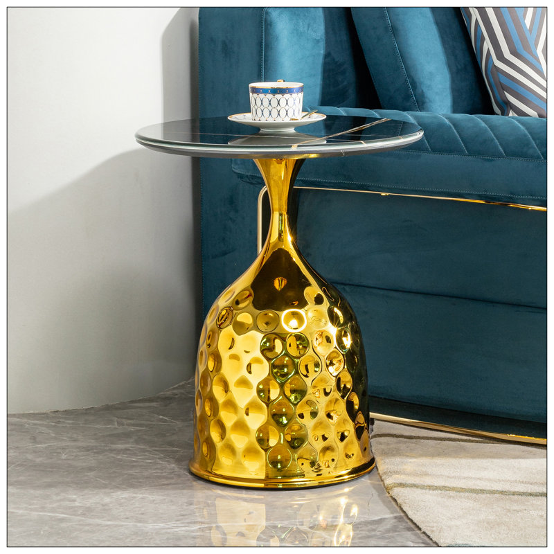 Table d'appoint pour canapé, table basse à plateau rond en fer, table de chevet de chambre à coucher / table de loisirs, table à thé avec balcon après-midi / table décontractée