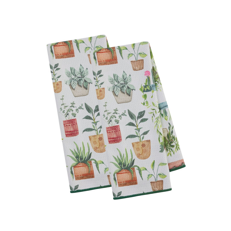  Washed Waffle Dishtowel Set/2, Clover