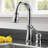 Leland Chrome Bar Sink Faucet with Pull Down Sprayer, Modern Single Hole Prep Sink Faucet, Single Handle, Chrome-3843514