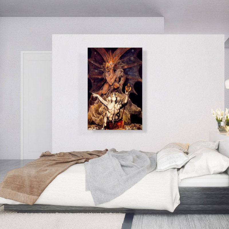 " The Number Of The Beast Is 666 " by William Blake Painting Print, 40" H x 26" W x 0.75" D