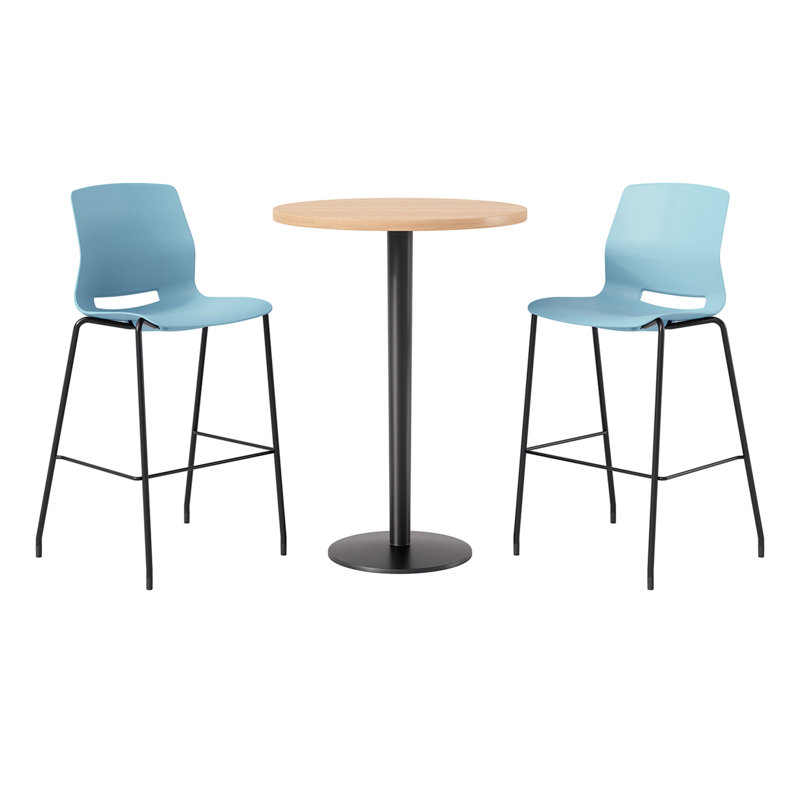 2 - Person Bar Height Dining Set, Maple, Blue/Black
