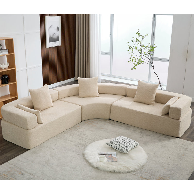 Oversized Combination Sofa,Curved Sofa, Khaki