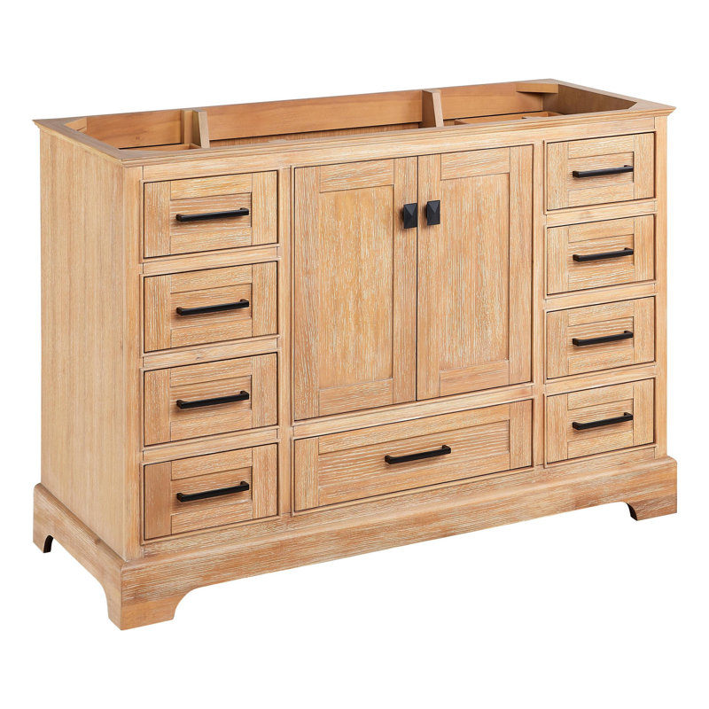 Armoire de meuble-lavabo simple autoportante Quen, Brun bois flottant