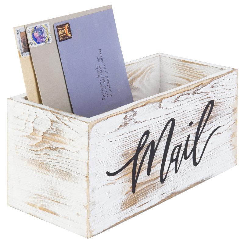 Derrek Solid Wood Desk Mail Organiser , White