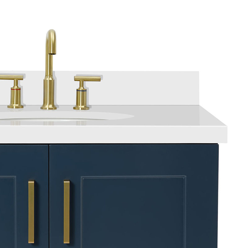 43 IN.  Single Bathroom Vanity, Midnight Blue, Rectangular, Right 